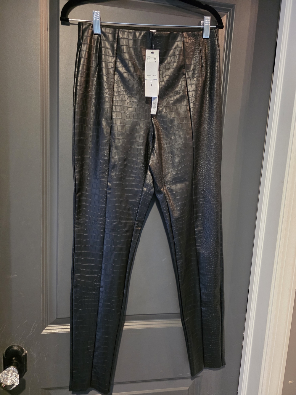 Topshop Black Faux Croc Pants